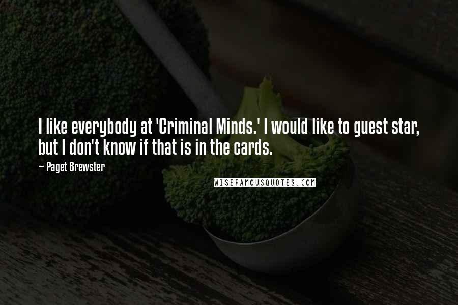 Paget Brewster Quotes: I like everybody at 'Criminal Minds.' I would like to guest star, but I don't know if that is in the cards.