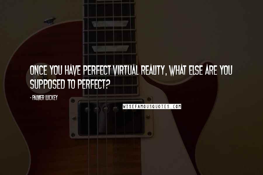 Palmer Luckey Quotes: Once you have perfect virtual reality, what else are you supposed to perfect?