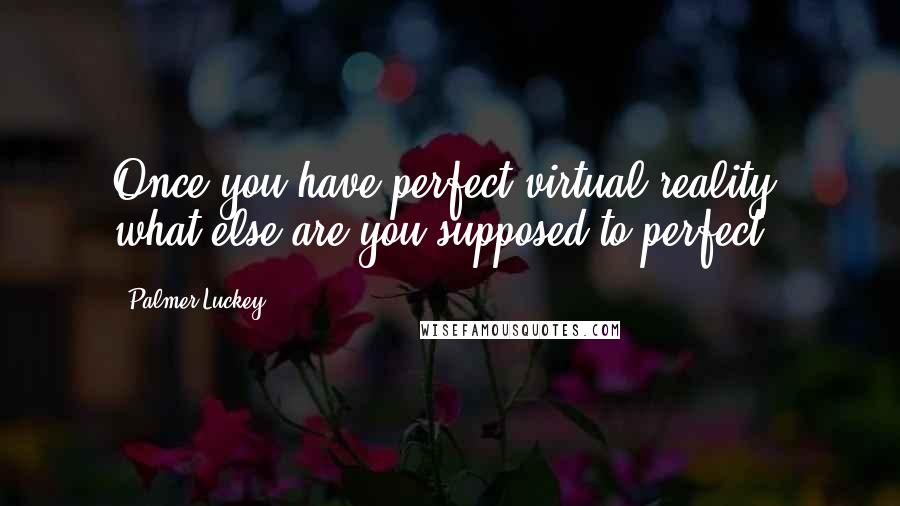 Palmer Luckey Quotes: Once you have perfect virtual reality, what else are you supposed to perfect?