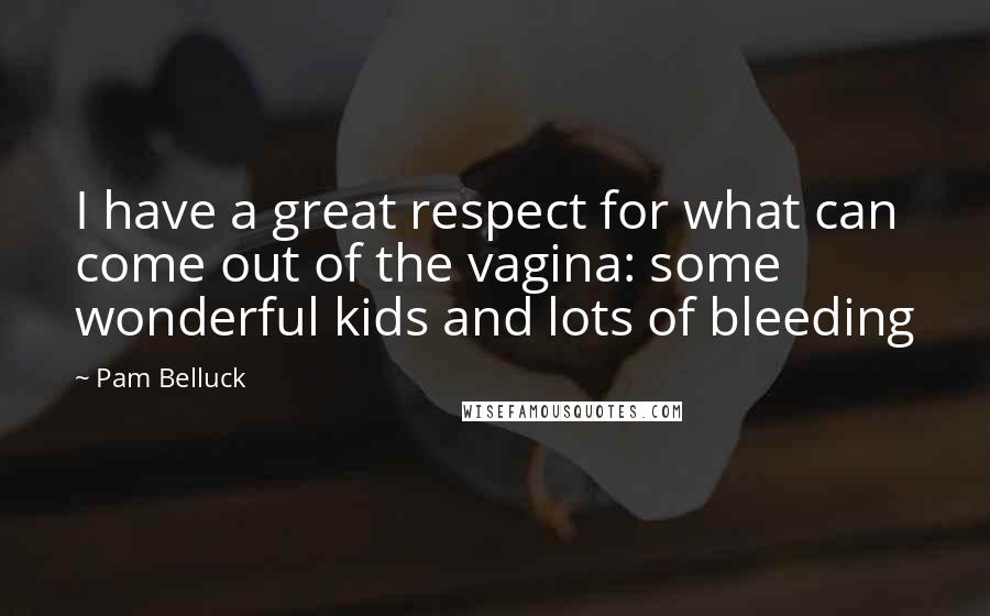 Pam Belluck Quotes: I have a great respect for what can come out of the vagina: some wonderful kids and lots of bleeding