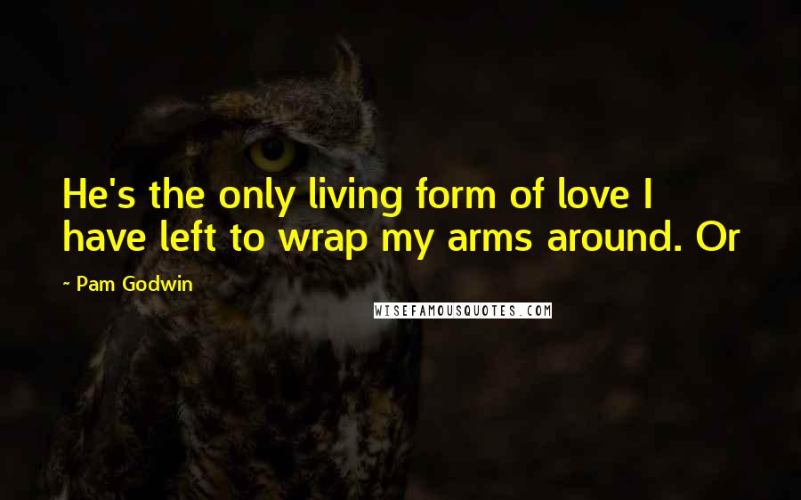 Pam Godwin Quotes: He's the only living form of love I have left to wrap my arms around. Or