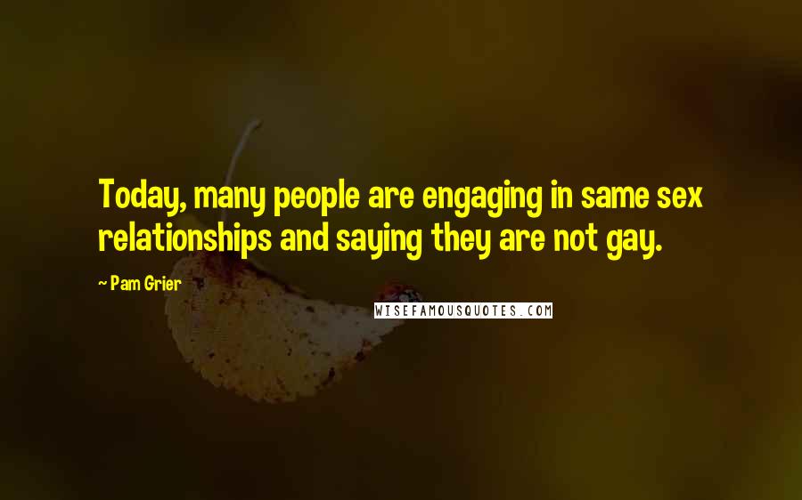 Pam Grier Quotes: Today, many people are engaging in same sex relationships and saying they are not gay.