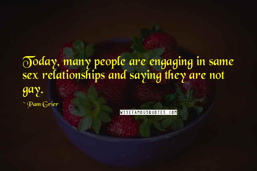 Pam Grier Quotes: Today, many people are engaging in same sex relationships and saying they are not gay.
