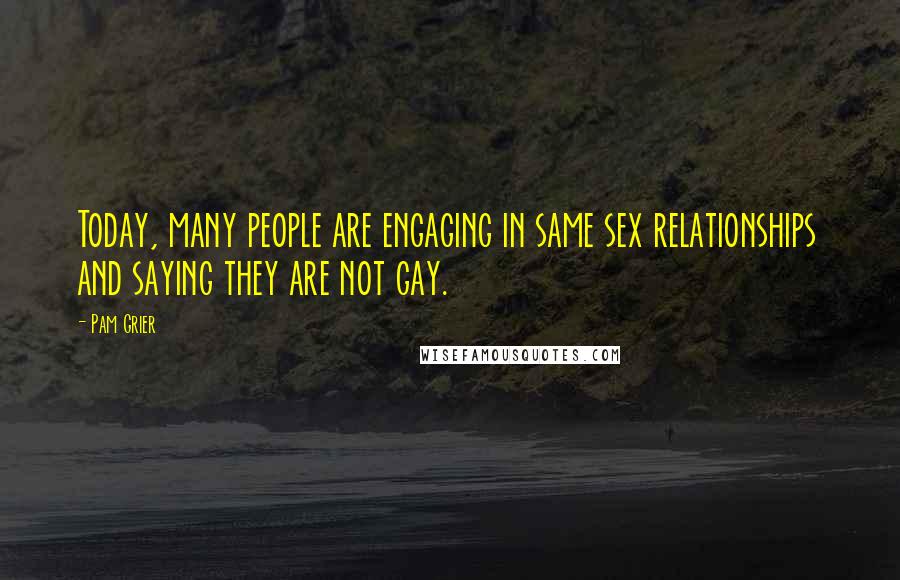 Pam Grier Quotes: Today, many people are engaging in same sex relationships and saying they are not gay.
