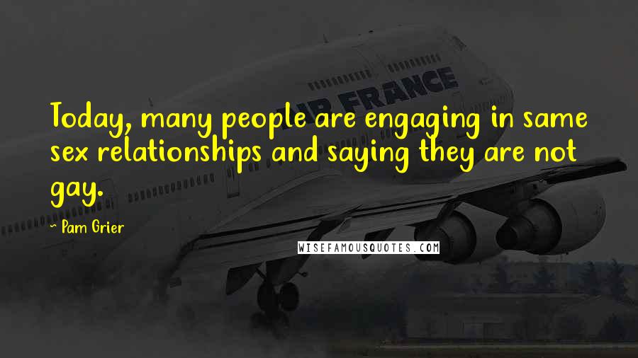 Pam Grier Quotes: Today, many people are engaging in same sex relationships and saying they are not gay.