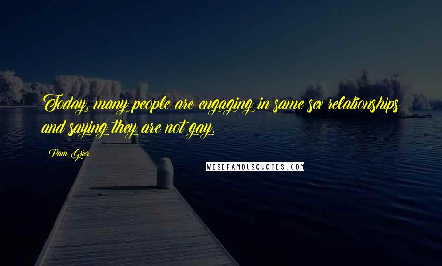 Pam Grier Quotes: Today, many people are engaging in same sex relationships and saying they are not gay.