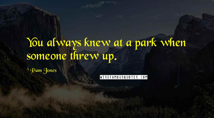 Pam Jones Quotes: You always knew at a park when someone threw up.