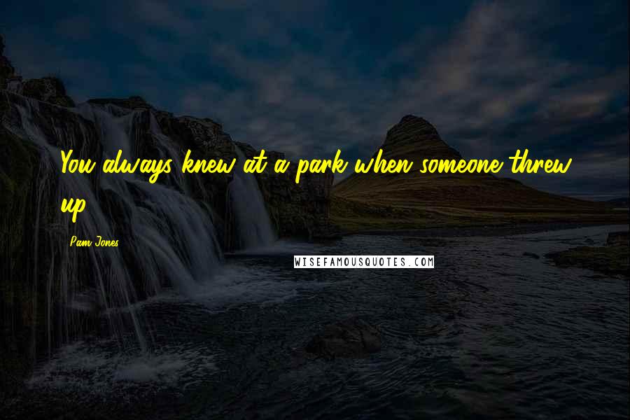 Pam Jones Quotes: You always knew at a park when someone threw up.