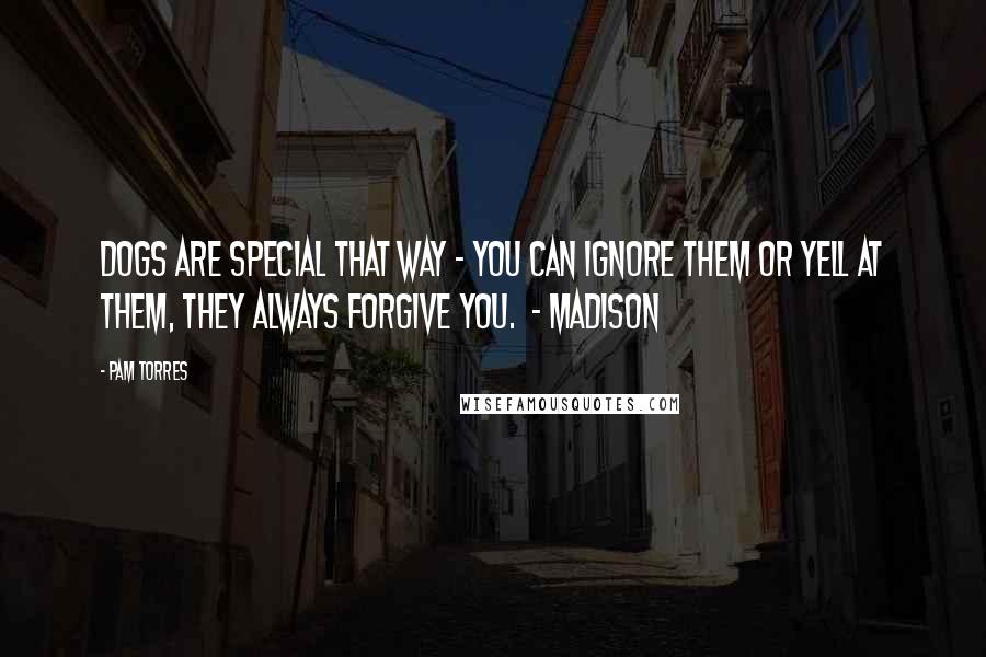 Pam Torres Quotes: Dogs are special that way - you can ignore them or yell at them, they always forgive you.  - Madison