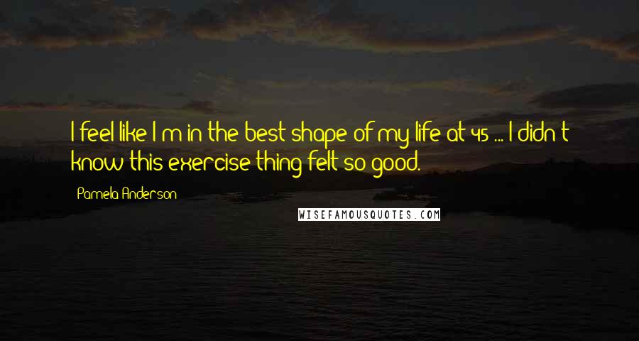 Pamela Anderson Quotes: I feel like I'm in the best shape of my life at 45 ... I didn't know this exercise thing felt so good.