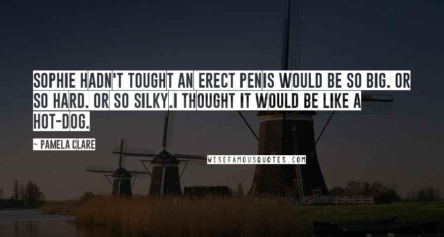 Pamela Clare Quotes: Sophie hadn't tought an erect penis would be so big. Or so hard. Or so silky.I thought it would be like a hot-dog.