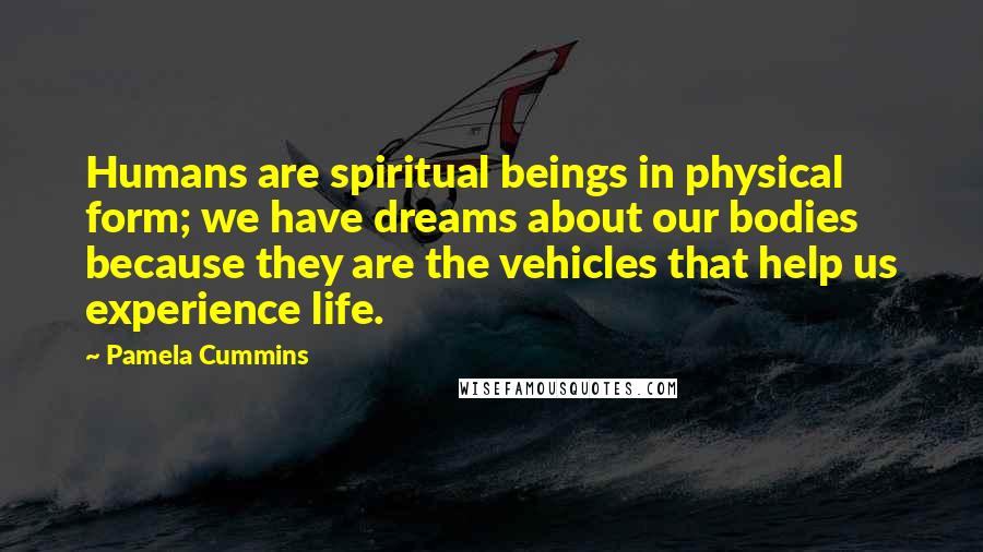 Pamela Cummins Quotes: Humans are spiritual beings in physical form; we have dreams about our bodies because they are the vehicles that help us experience life.