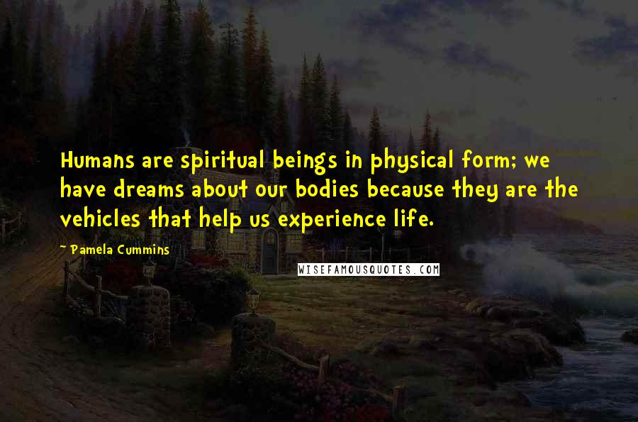 Pamela Cummins Quotes: Humans are spiritual beings in physical form; we have dreams about our bodies because they are the vehicles that help us experience life.