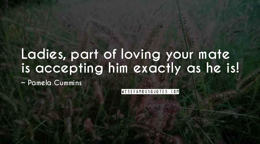 Pamela Cummins Quotes: Ladies, part of loving your mate is accepting him exactly as he is!