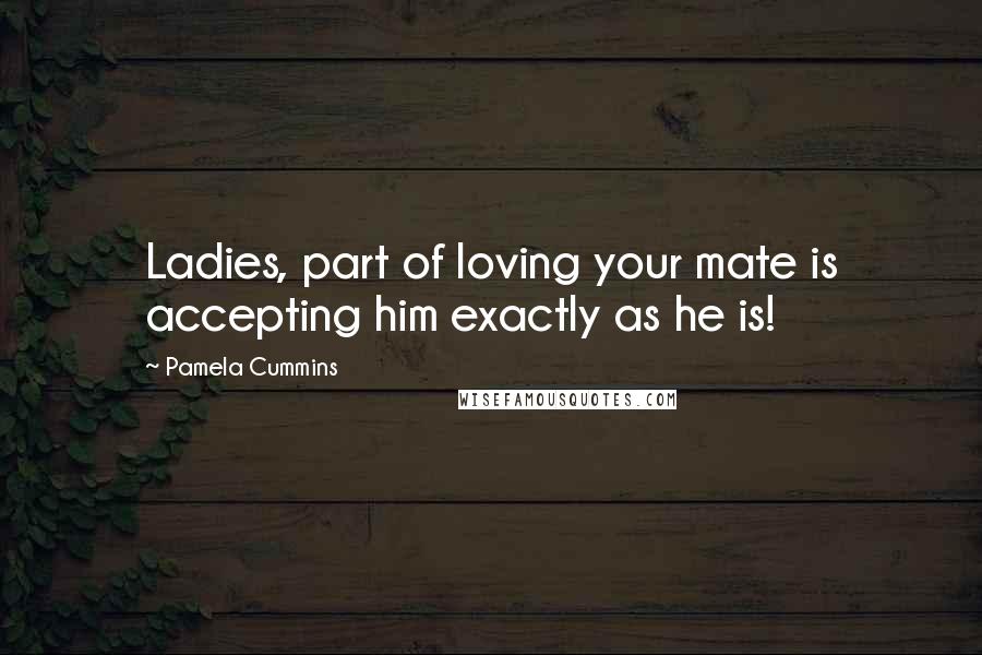 Pamela Cummins Quotes: Ladies, part of loving your mate is accepting him exactly as he is!