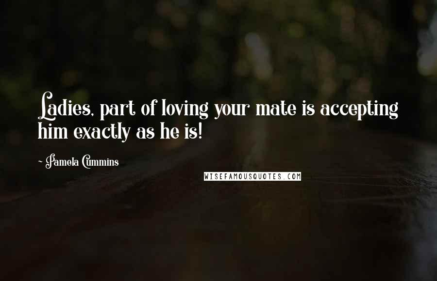 Pamela Cummins Quotes: Ladies, part of loving your mate is accepting him exactly as he is!