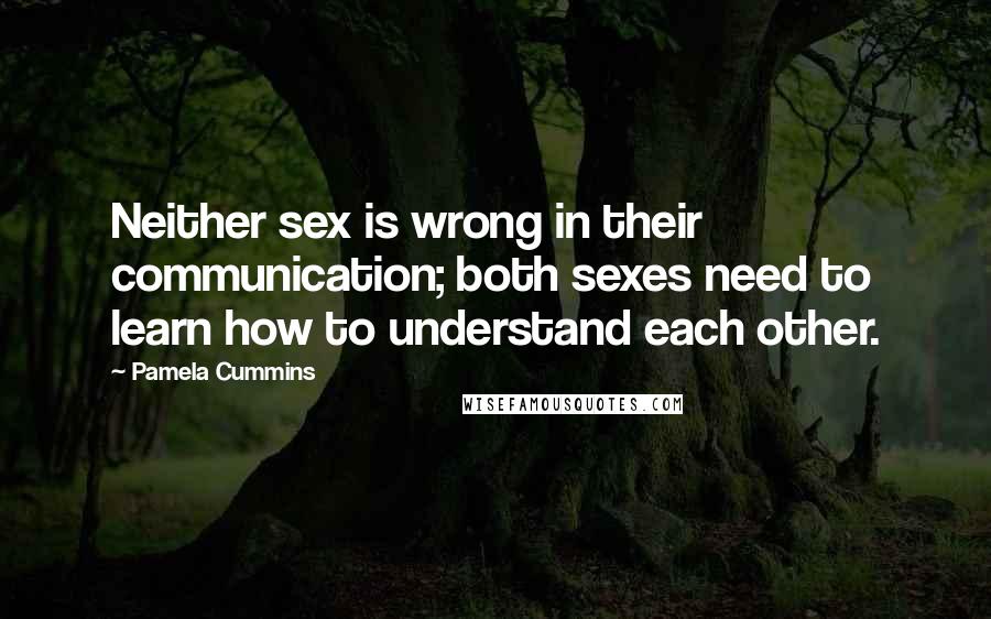 Pamela Cummins Quotes: Neither sex is wrong in their communication; both sexes need to learn how to understand each other.