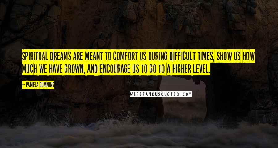 Pamela Cummins Quotes: Spiritual dreams are meant to comfort us during difficult times, show us how much we have grown, and encourage us to go to a higher level.