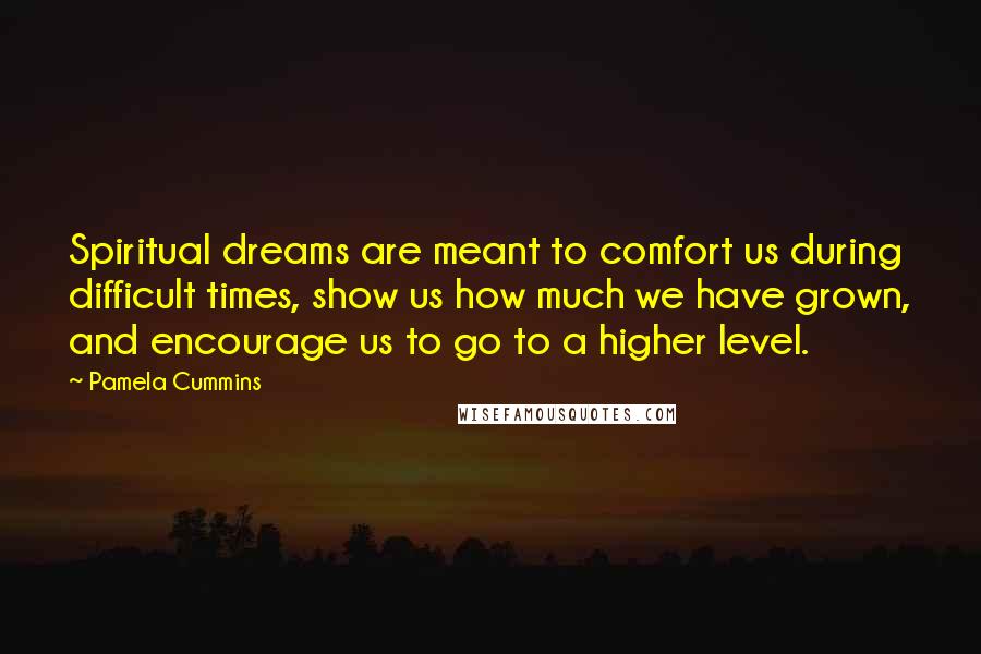 Pamela Cummins Quotes: Spiritual dreams are meant to comfort us during difficult times, show us how much we have grown, and encourage us to go to a higher level.