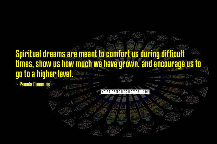 Pamela Cummins Quotes: Spiritual dreams are meant to comfort us during difficult times, show us how much we have grown, and encourage us to go to a higher level.