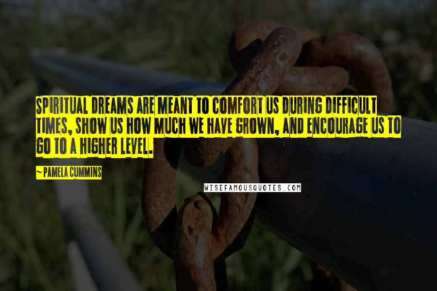 Pamela Cummins Quotes: Spiritual dreams are meant to comfort us during difficult times, show us how much we have grown, and encourage us to go to a higher level.