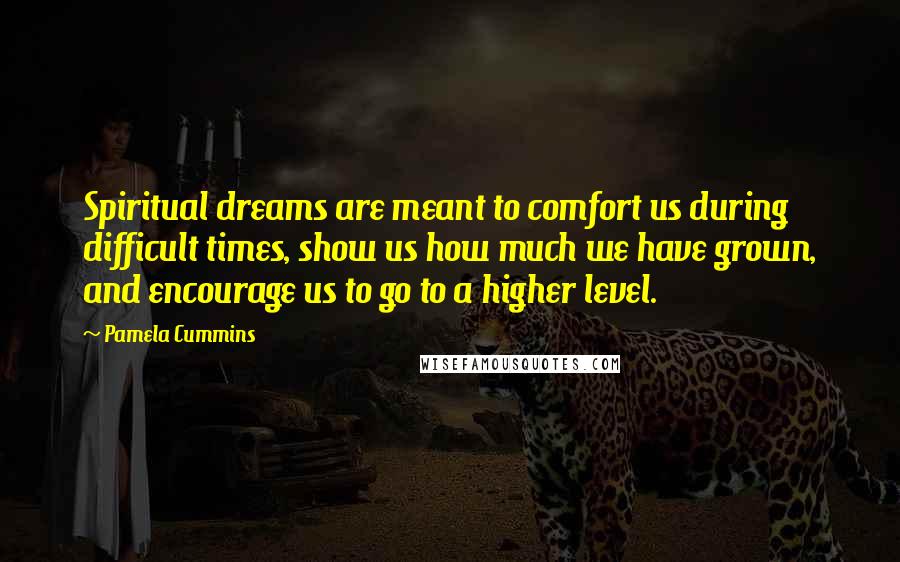 Pamela Cummins Quotes: Spiritual dreams are meant to comfort us during difficult times, show us how much we have grown, and encourage us to go to a higher level.