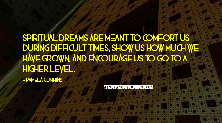 Pamela Cummins Quotes: Spiritual dreams are meant to comfort us during difficult times, show us how much we have grown, and encourage us to go to a higher level.