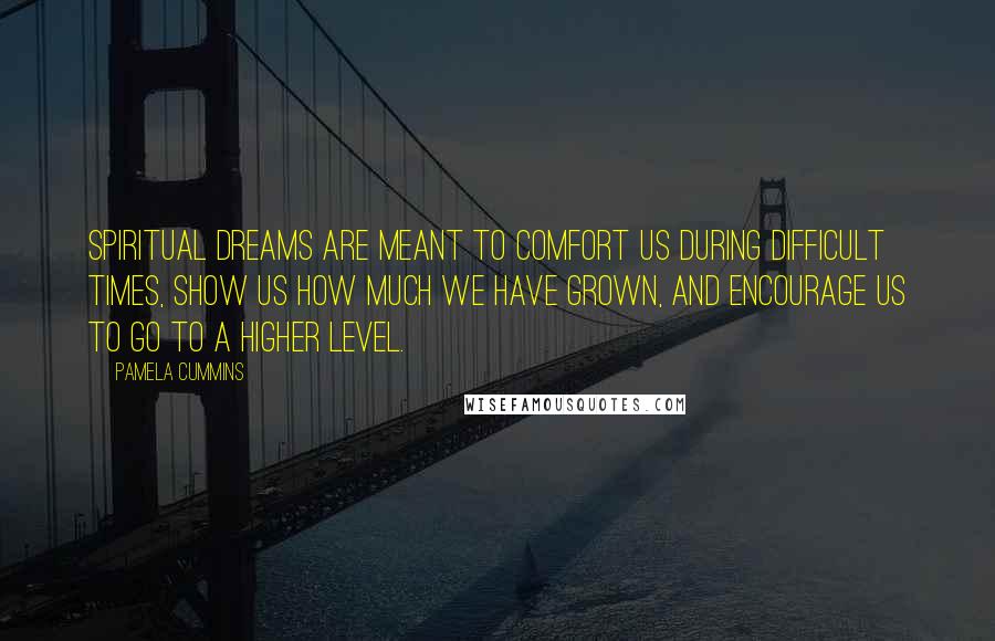 Pamela Cummins Quotes: Spiritual dreams are meant to comfort us during difficult times, show us how much we have grown, and encourage us to go to a higher level.