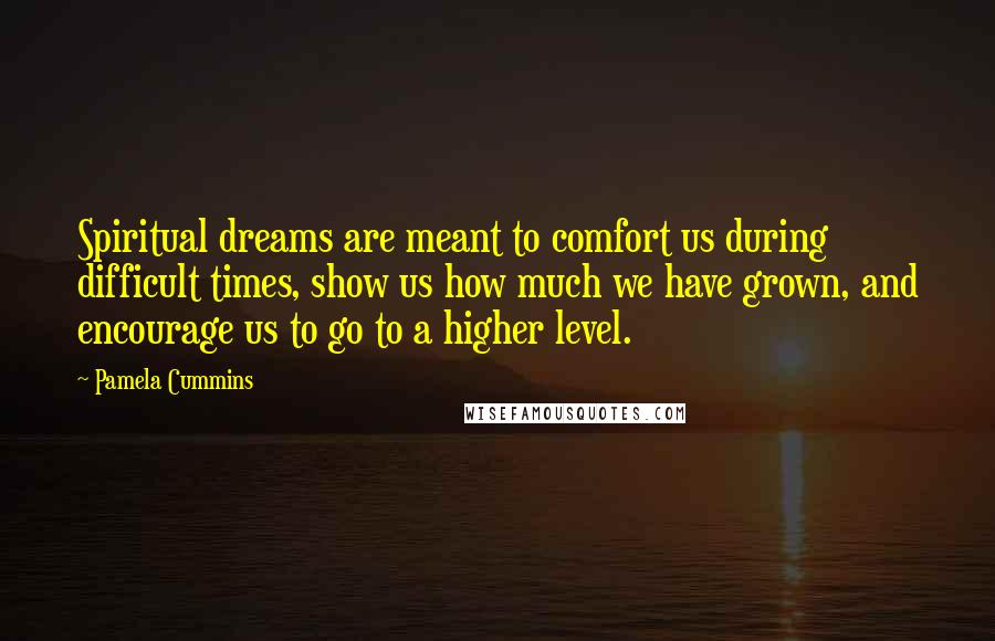 Pamela Cummins Quotes: Spiritual dreams are meant to comfort us during difficult times, show us how much we have grown, and encourage us to go to a higher level.