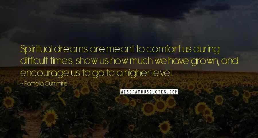 Pamela Cummins Quotes: Spiritual dreams are meant to comfort us during difficult times, show us how much we have grown, and encourage us to go to a higher level.