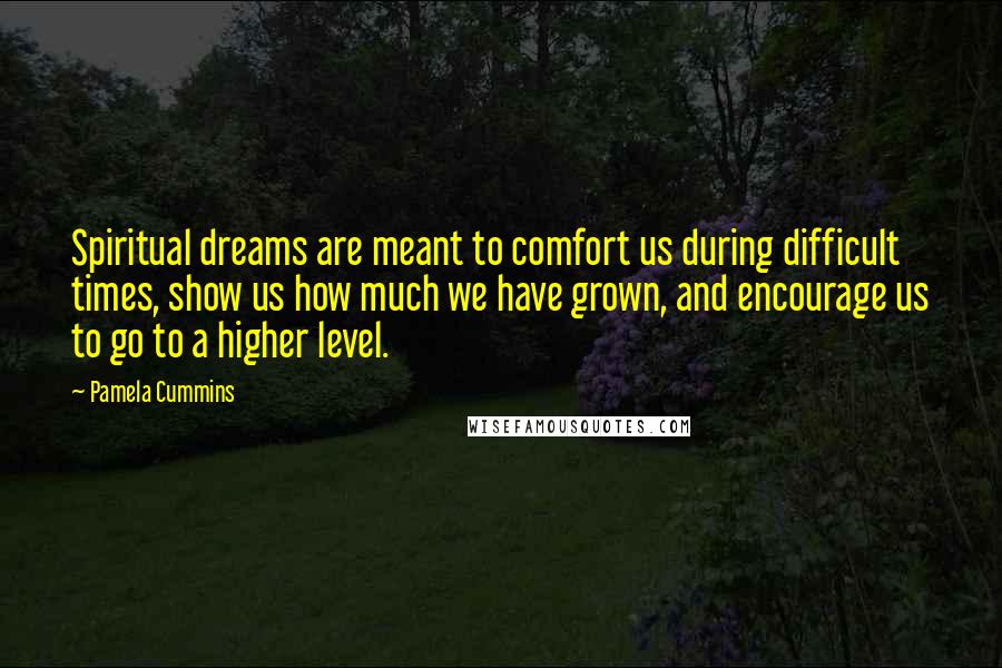 Pamela Cummins Quotes: Spiritual dreams are meant to comfort us during difficult times, show us how much we have grown, and encourage us to go to a higher level.