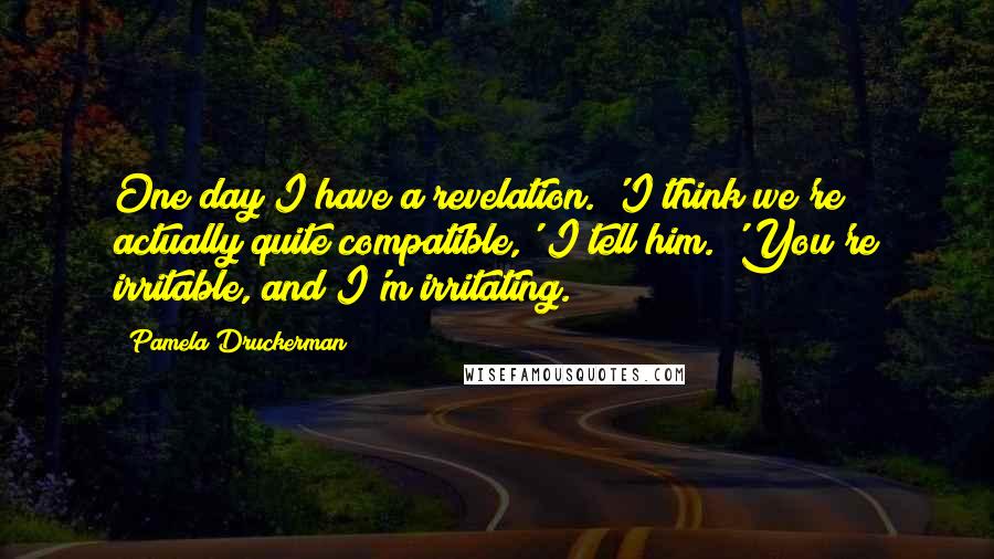 Pamela Druckerman Quotes: One day I have a revelation. 'I think we're actually quite compatible,' I tell him. 'You're irritable, and I'm irritating.