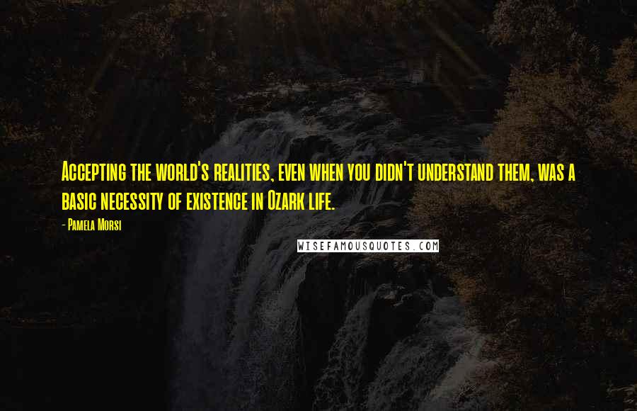 Pamela Morsi Quotes: Accepting the world's realities, even when you didn't understand them, was a basic necessity of existence in Ozark life.