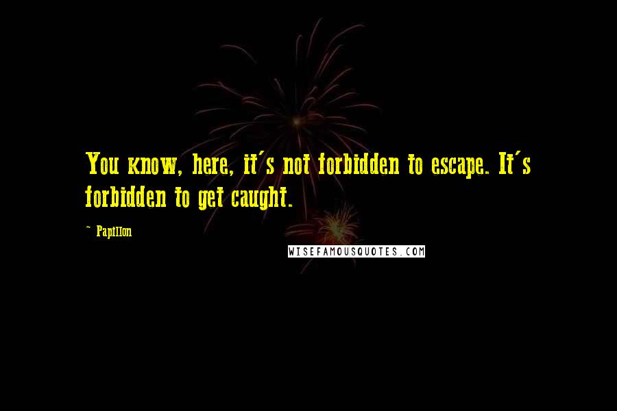 Papillon Quotes: You know, here, it's not forbidden to escape. It's forbidden to get caught.