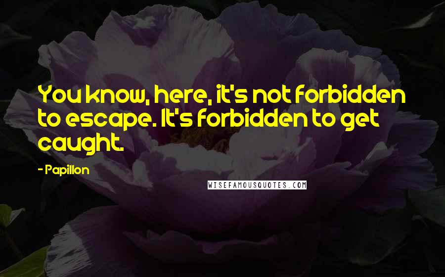 Papillon Quotes: You know, here, it's not forbidden to escape. It's forbidden to get caught.