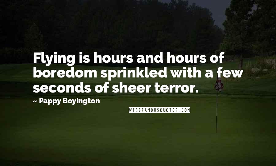 Pappy Boyington Quotes: Flying is hours and hours of boredom sprinkled with a few seconds of sheer terror.