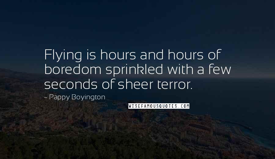 Pappy Boyington Quotes: Flying is hours and hours of boredom sprinkled with a few seconds of sheer terror.
