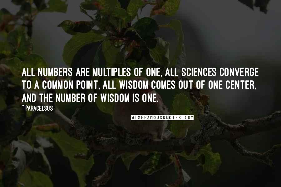 Paracelsus Quotes: All numbers are multiples of one, all sciences converge to a common point, all wisdom comes out of one center, and the number of wisdom is one.