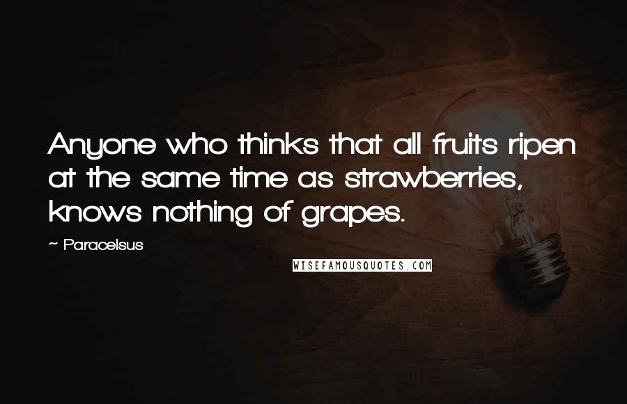 Paracelsus Quotes: Anyone who thinks that all fruits ripen at the same time as strawberries, knows nothing of grapes.