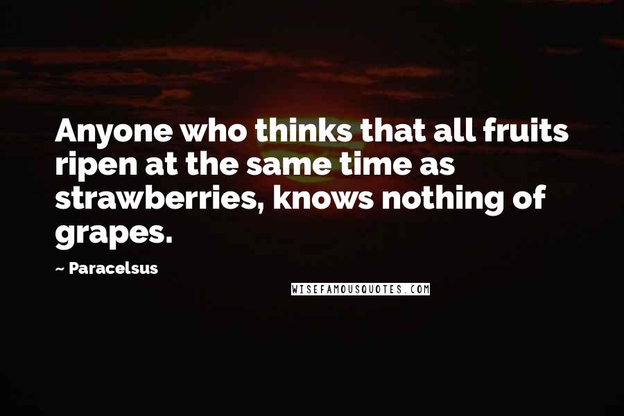 Paracelsus Quotes: Anyone who thinks that all fruits ripen at the same time as strawberries, knows nothing of grapes.