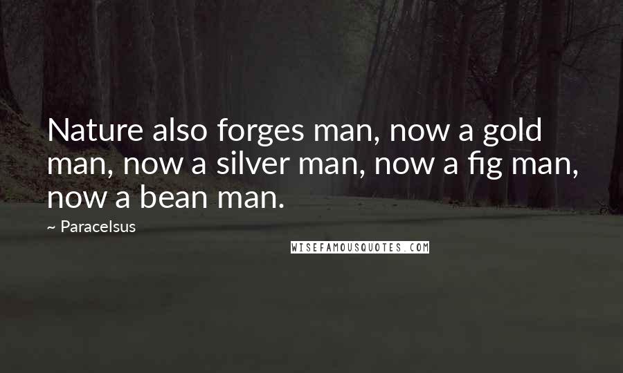 Paracelsus Quotes: Nature also forges man, now a gold man, now a silver man, now a fig man, now a bean man.