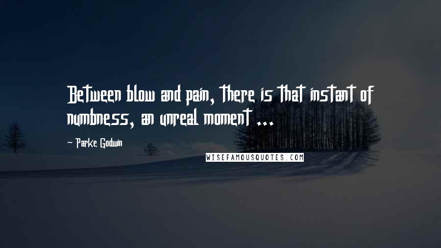 Parke Godwin Quotes: Between blow and pain, there is that instant of numbness, an unreal moment ...