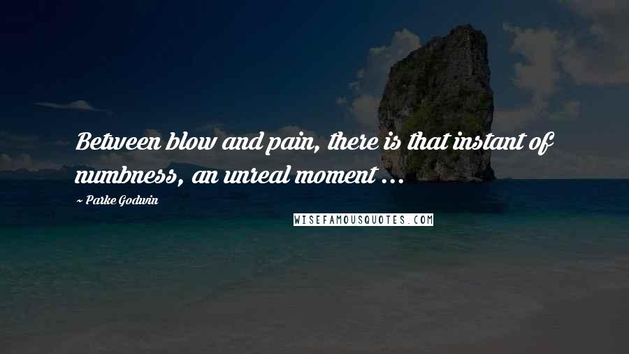 Parke Godwin Quotes: Between blow and pain, there is that instant of numbness, an unreal moment ...