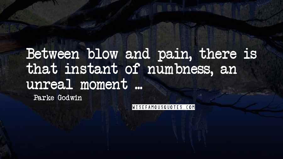 Parke Godwin Quotes: Between blow and pain, there is that instant of numbness, an unreal moment ...
