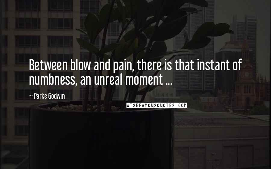 Parke Godwin Quotes: Between blow and pain, there is that instant of numbness, an unreal moment ...