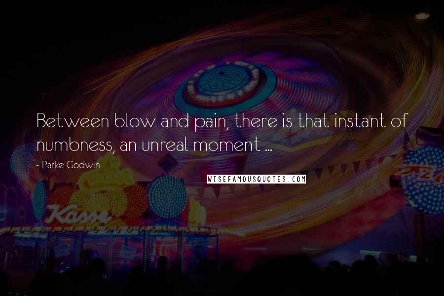 Parke Godwin Quotes: Between blow and pain, there is that instant of numbness, an unreal moment ...