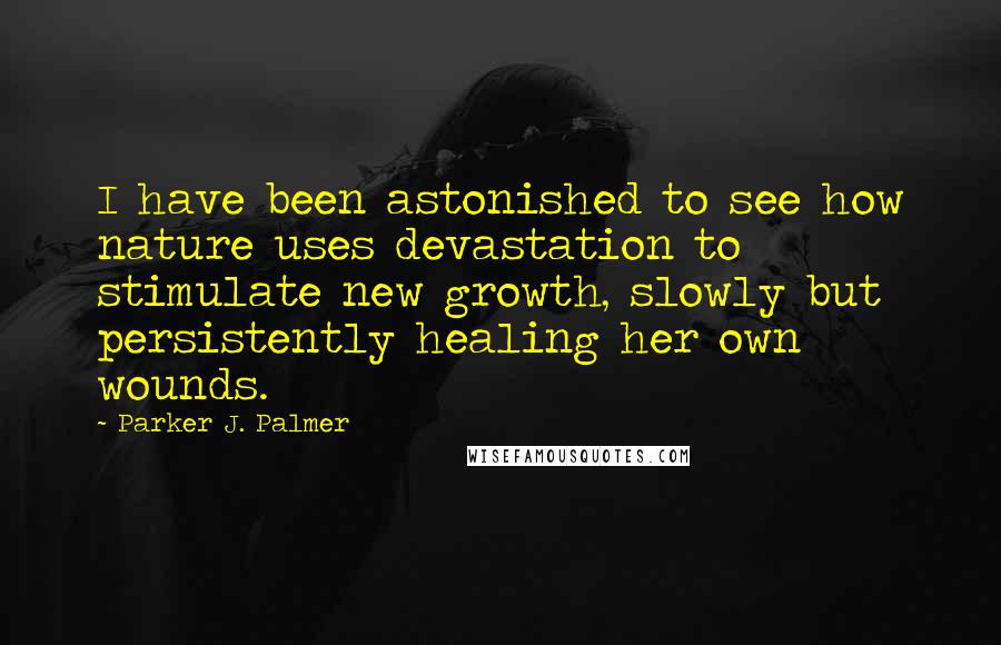 Parker J. Palmer Quotes: I have been astonished to see how nature uses devastation to stimulate new growth, slowly but persistently healing her own wounds.