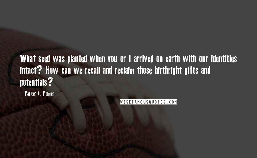 Parker J. Palmer Quotes: What seed was planted when you or I arrived on earth with our identities intact? How can we recall and reclaim those birthright gifts and potentials?