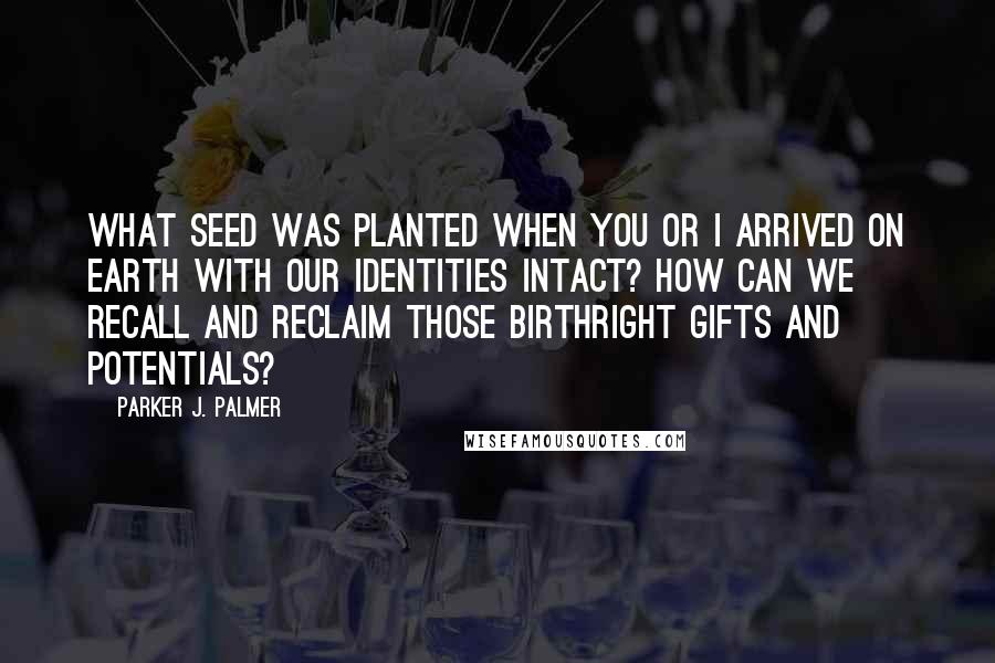 Parker J. Palmer Quotes: What seed was planted when you or I arrived on earth with our identities intact? How can we recall and reclaim those birthright gifts and potentials?