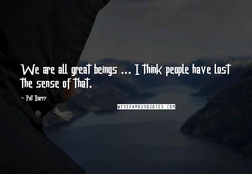 Pat Barry Quotes: We are all great beings ... I think people have lost the sense of that.